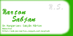 marton sabjan business card