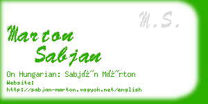 marton sabjan business card